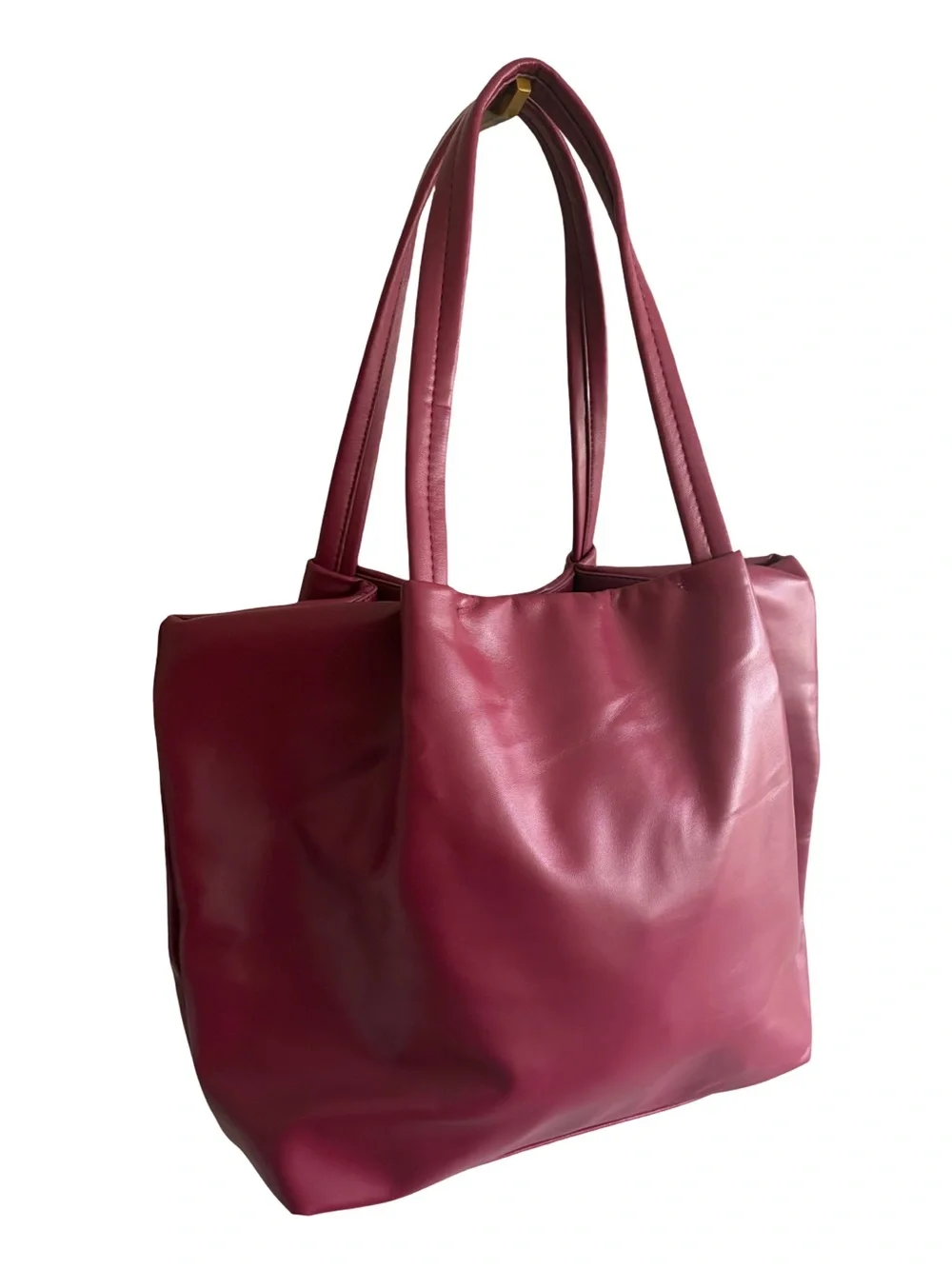 Neiman Marcus Burgundy Faux Leather Tote Bag